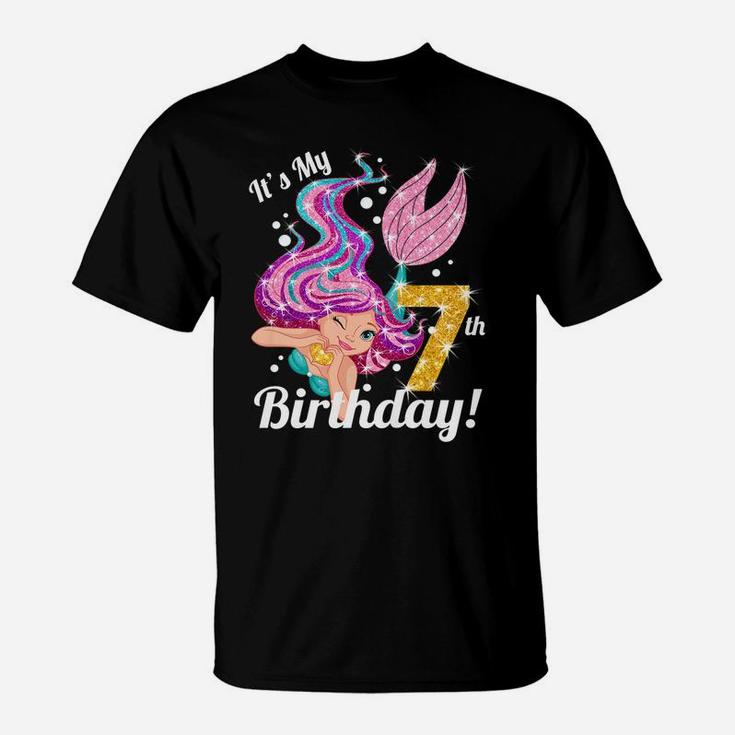 Kids It's My 7Th Birthday Mermaid Shirt 7 Year Old Girls Gift T-Shirt