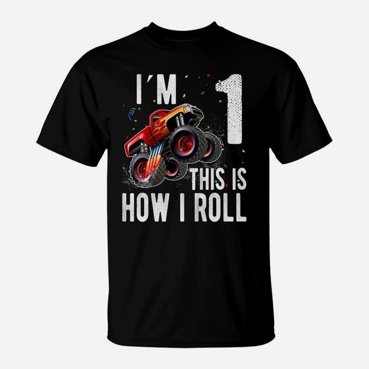 Kids Kids 1 Year Old Shirt 1St Birthday Boy Monster Truck Car T-Shirt