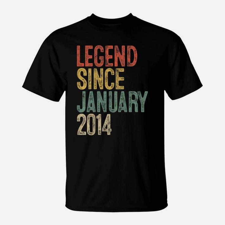 Kids Legend Since January 2014 7Th Birthday Gift 7 Year Old T-Shirt