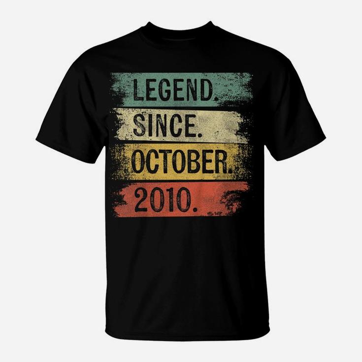 Kids Legend Since October 2010 9 Year Old 9Th Birthday Gifts T-Shirt