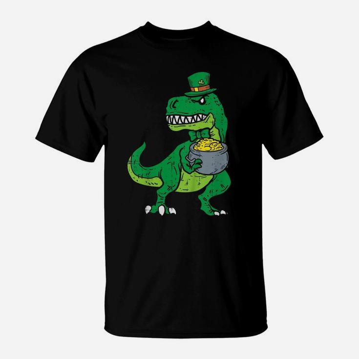 Kids Leprechaun Irish T-Rex Dinosaur St Patrick Day Boys Kid Gift T-Shirt