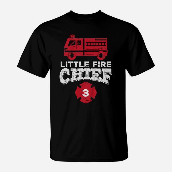 Kids Little Fire Chief 3 Truck 3Rd Birthday Firefighter Boys Gift T-Shirt
