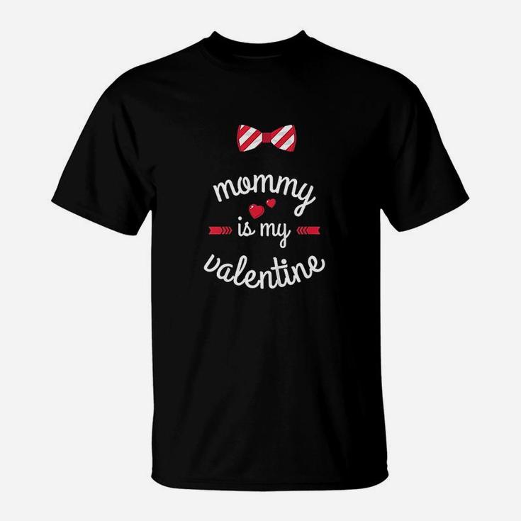 Kids Mommy Is My Valentine Love Heart Bowtie T-Shirt