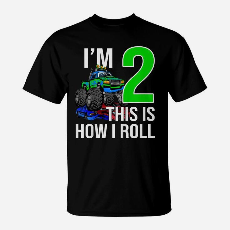 Kids Monster Truck 2Nd Birthday 2 Year Old Birthday Gift T-Shirt