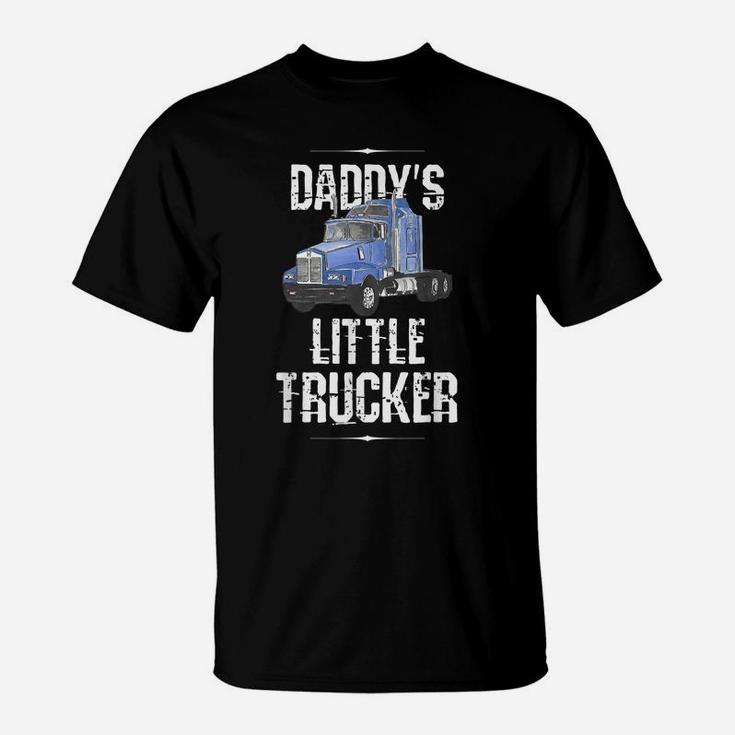 Kids Semi Truck Boys Gift Daddy's Little Trucker T-Shirt