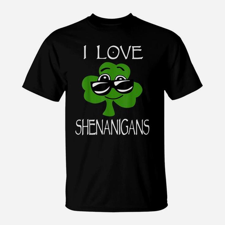 Kids Shenanigans St Patricks Day Boys Girls Shamrock Gift T-Shirt
