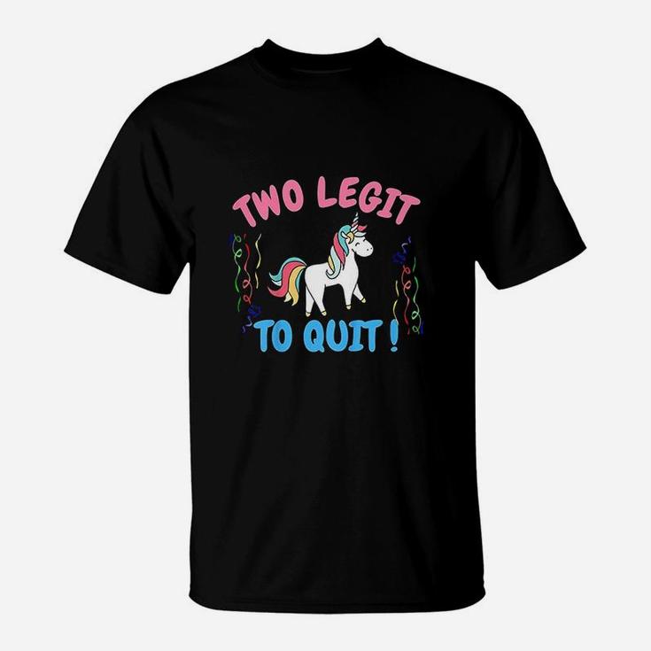 Kids Two Legit To Quit Funny 2Nd Birthday Gift Unicorn T-Shirt
