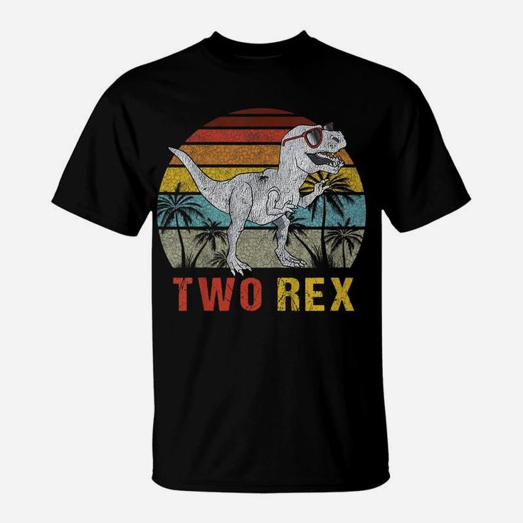 Kids Two Rex 2Nd Birthday Shirt Second Dinosaur 2 Year Old T-Shirt