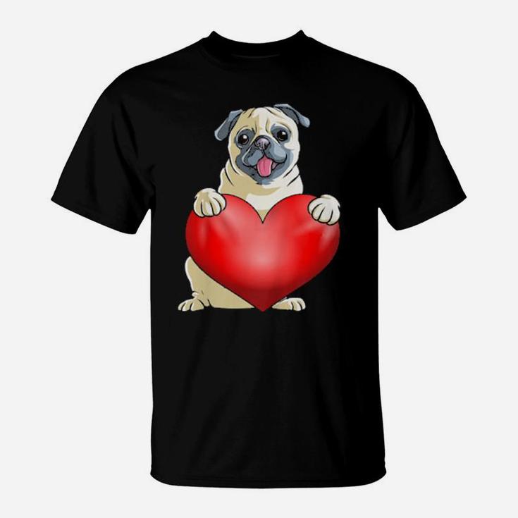 Kids Valentines Day Pug T-Shirt