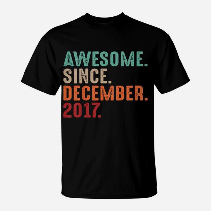 Kids Vintage Boys Girls 4Th Birthday Awesome Since December 2017 T-Shirt