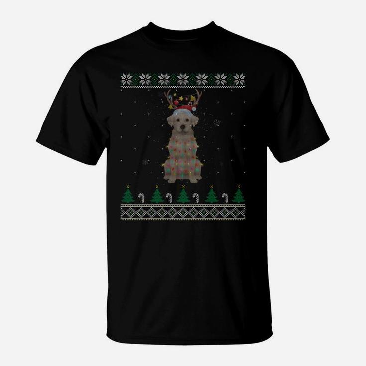 Labrador Reindeer Santa Hat Christmas Tree Xmas Light Gift T-Shirt