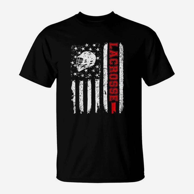Lacrosse American Flag Distressed T-Shirt