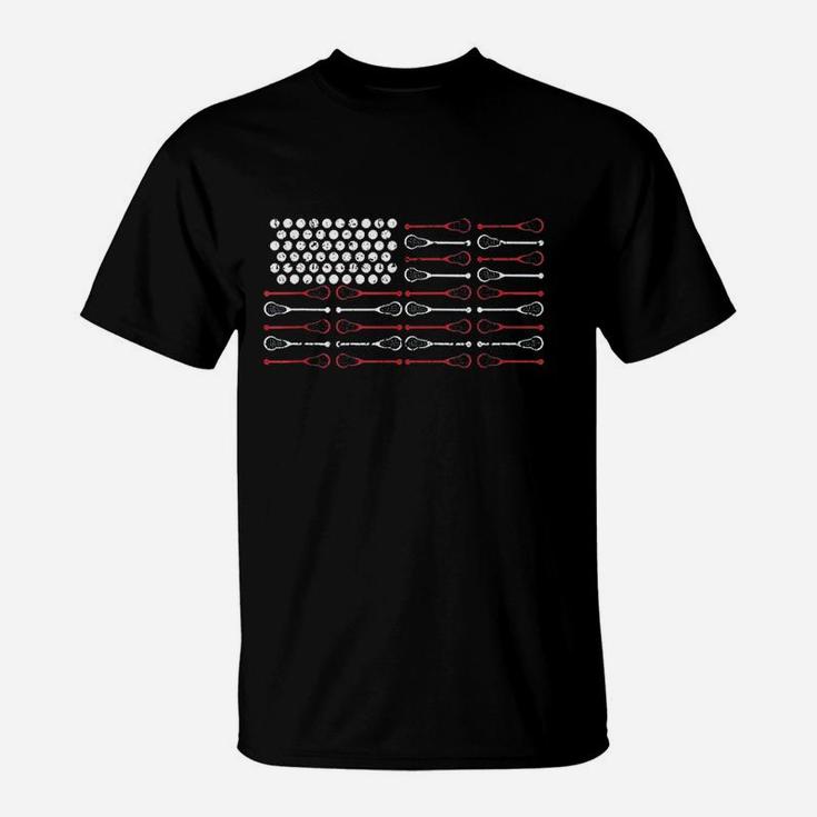 Lacrosse American Flag Lax Mom Design T-Shirt