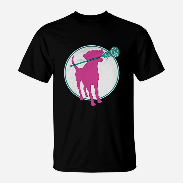 Lacrosse Dog With Girl Stick T-Shirt