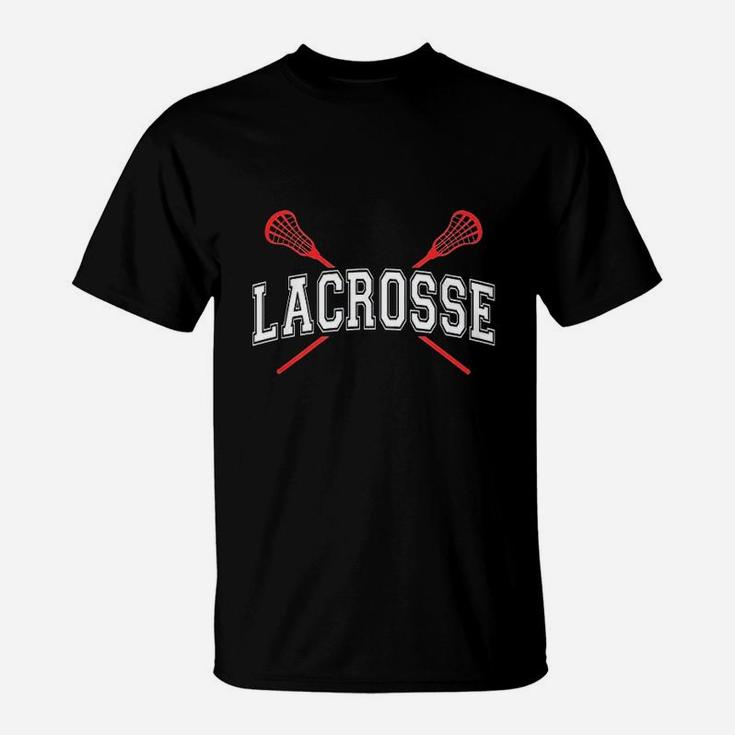 Lacrosse  Red Crossed Sticks T-Shirt