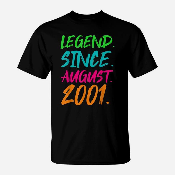 Legend Since August 2001 Boys Girls Bday Gifts 19Th Birthday T-Shirt