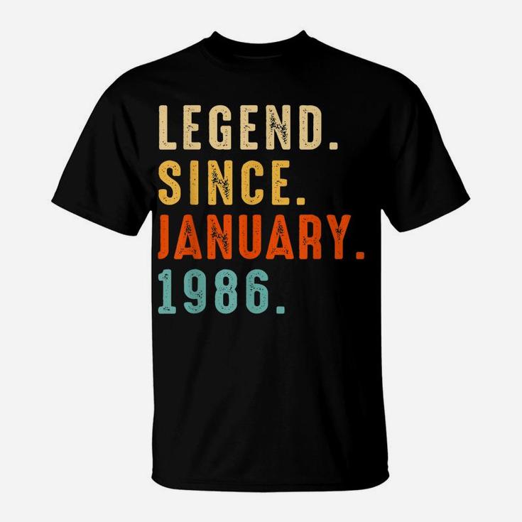 Legend Since January 1986 Gift 36 Year 36Th Birthday Gifts T-Shirt
