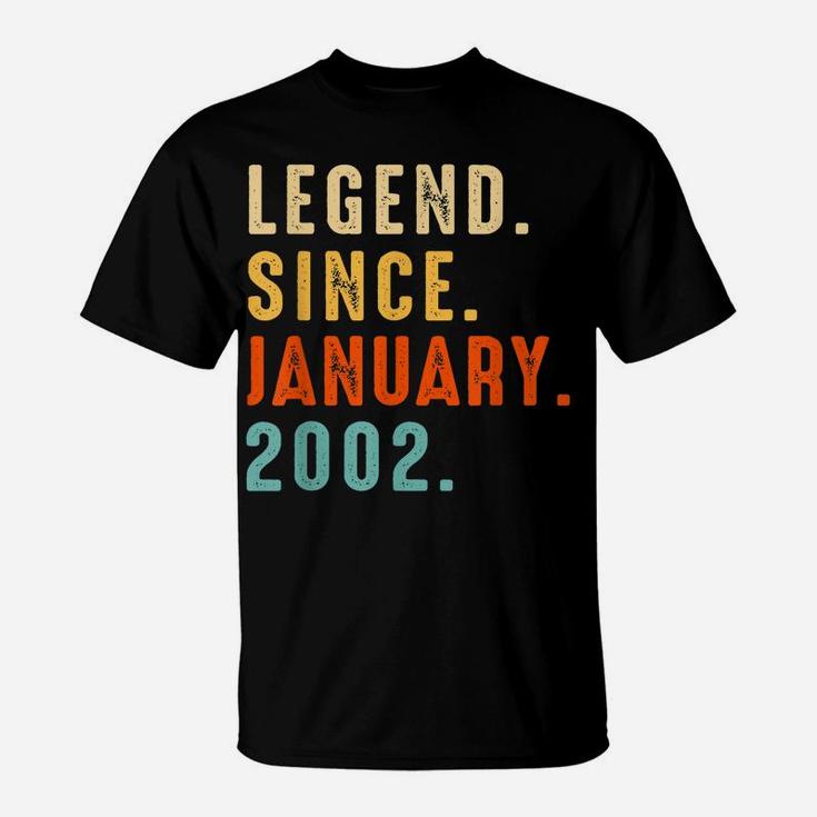 Legend Since January 2002 Gift 20 Year 20Th Birthday Gifts T-Shirt