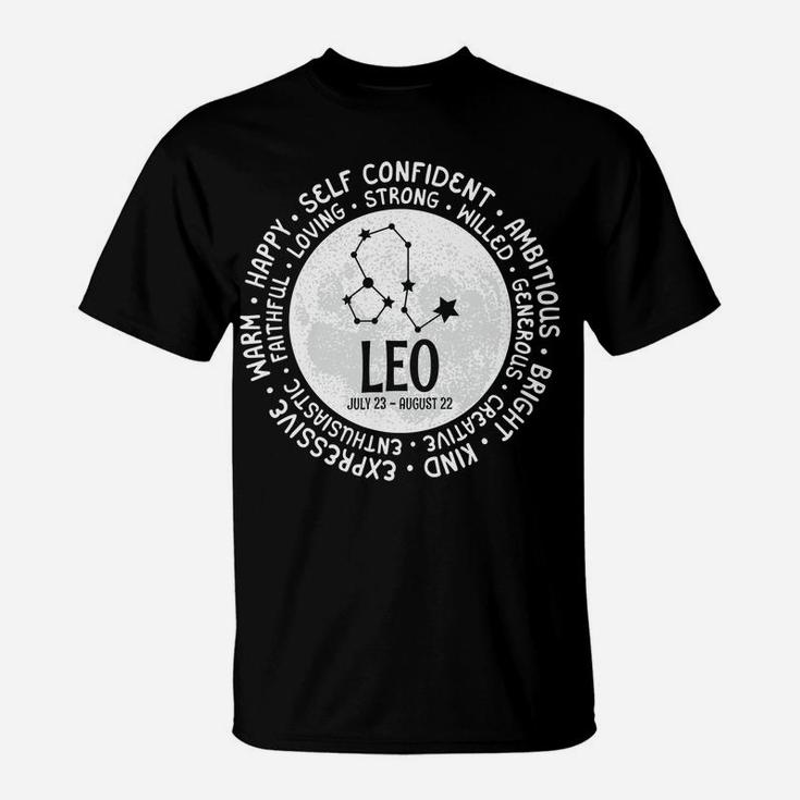 Leo Zodiac Facts Traits Horoscope Sign Astrology Sweatshirt T-Shirt