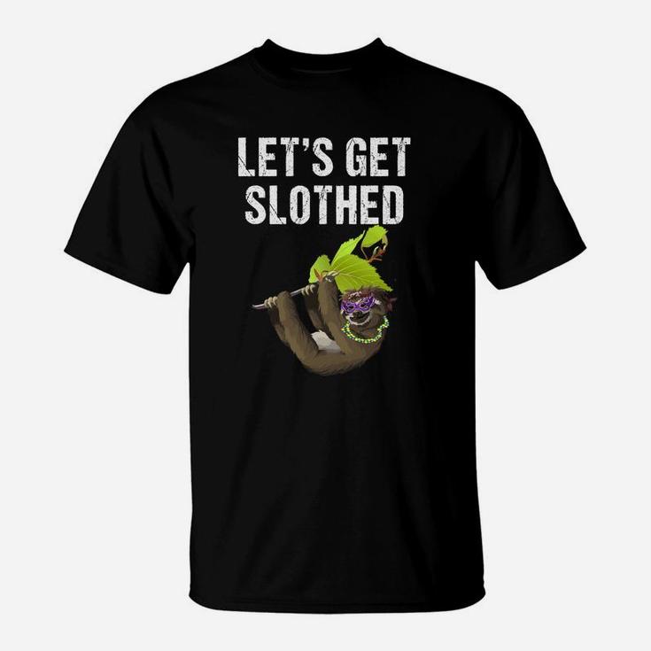 Lets Get Slothed Funny Sloth Mardi Gras T-Shirt