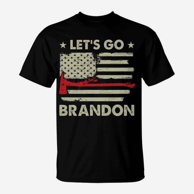 Let's Go Brandon Firefighter Thin Red Line Us Flag T-Shirt