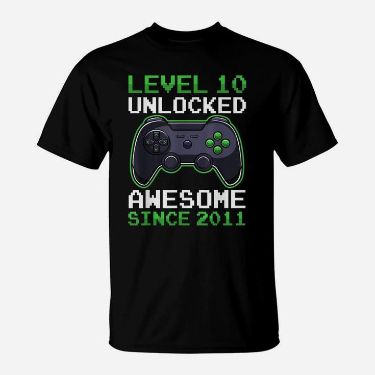 Level 10 Unlocked 10 Years Old Video Gamer Birthday Gift T-Shirt