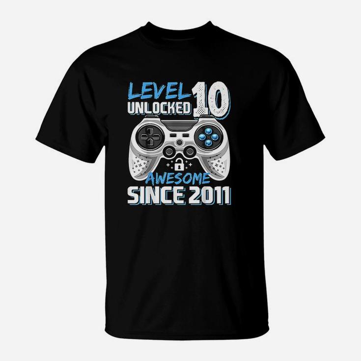 Level 10 Unlocked Awesome 2011 Video Game 10Th Birthday T-Shirt