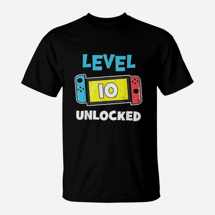 Level 10 Unlocked Gamer 10Th Birthday Gift Video Game Lovers T-Shirt