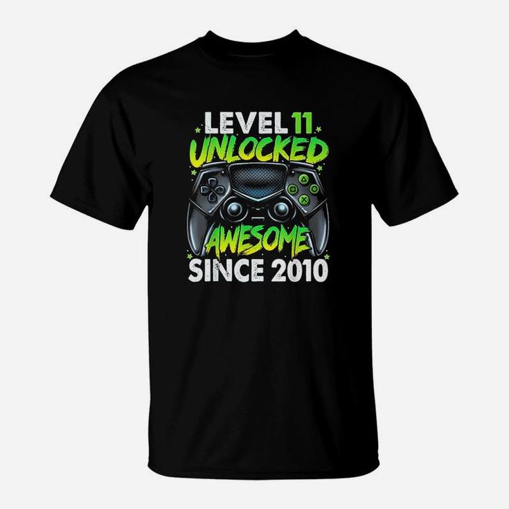 Level 11 Unlocked Awesome Since 2010 11Th Birthday Gaming T-Shirt