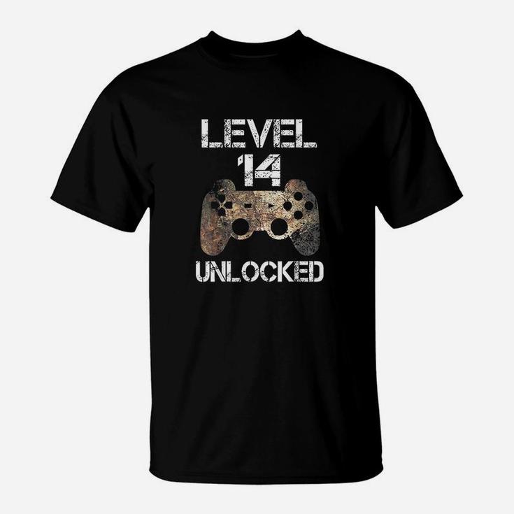 Level 14 Unlocked 14Th Birthday 14 Year Old Gamer T-Shirt
