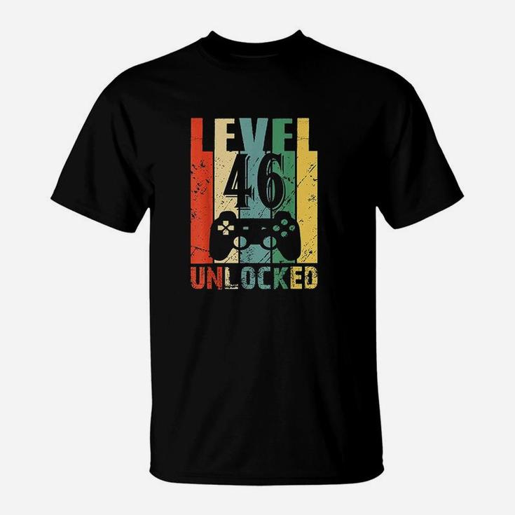 Level 46 Unlocked 46Th Birthday Gift Funny Video Gamer T-Shirt