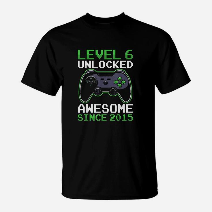 Level 6 Unlocked 6 Years Old Video Gamer Birthday Boy T-Shirt