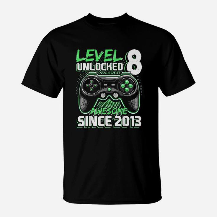 Level 8 Unlocked Awesome 2013 Video Game 8Th Birthday T-Shirt