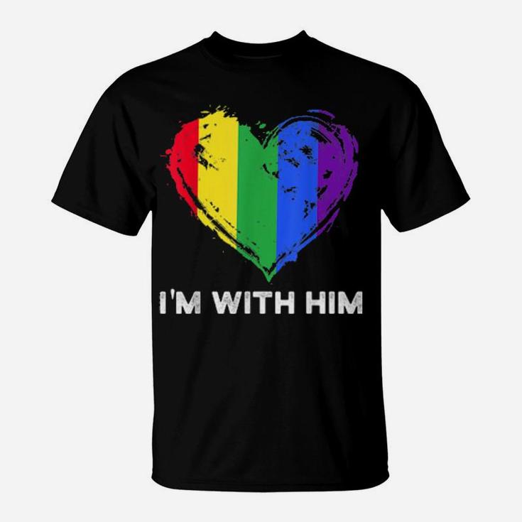 Lgbt Flag Rainbow Pride Him Valentines Day T-Shirt