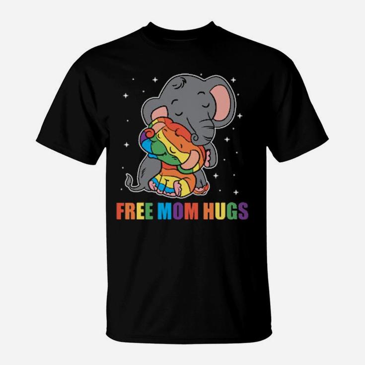 Lgbt Funny Rainbow Elephant Hugs Lesbian Gay Pride T-Shirt