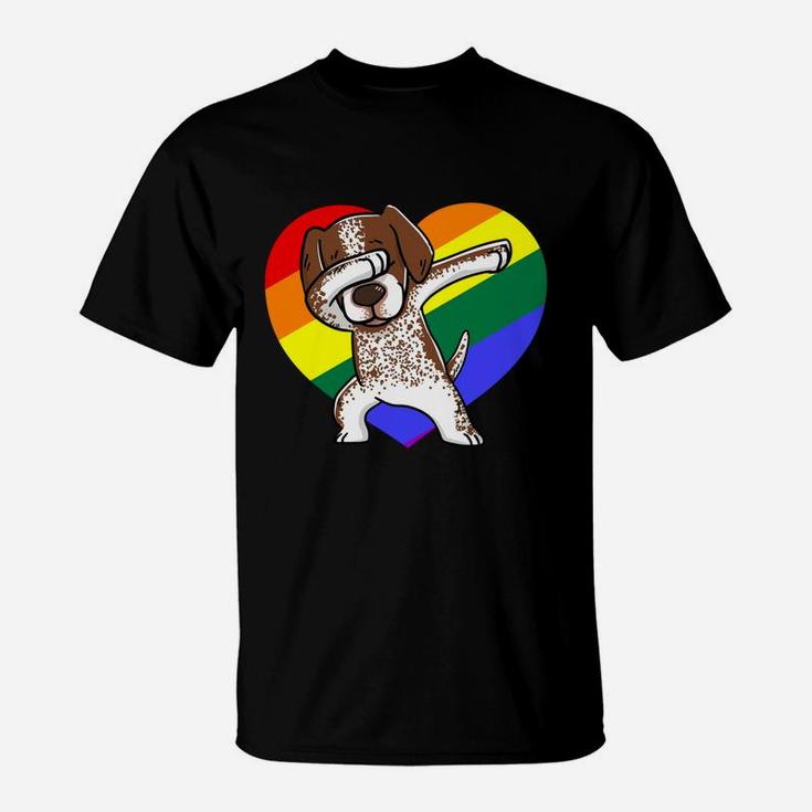 Lgbt German Shorthair Pointer Dabbing Dog Breeds Funny Gift T-Shirt
