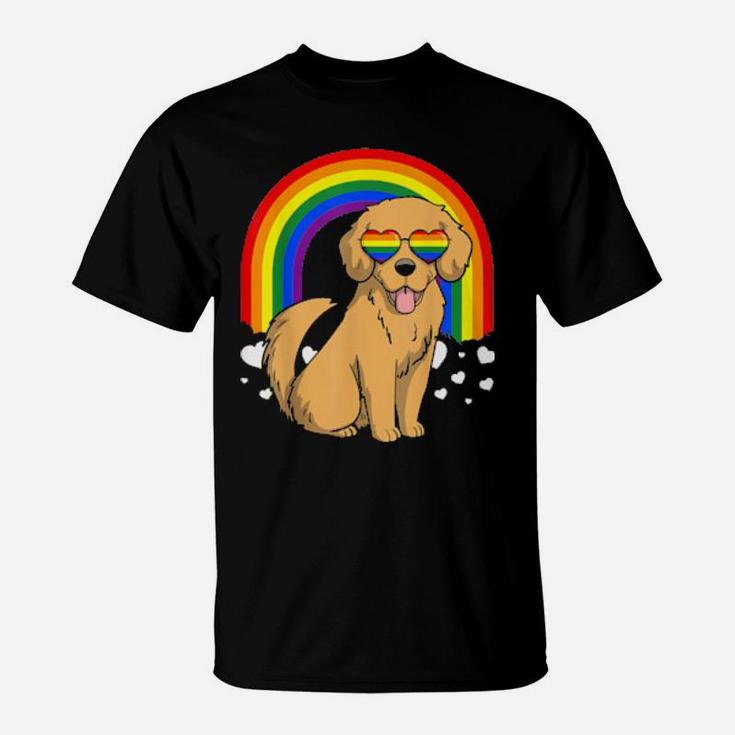 Lgbt Golden Retriever Dog Gay Pride Rainbow Lgbtq T-Shirt