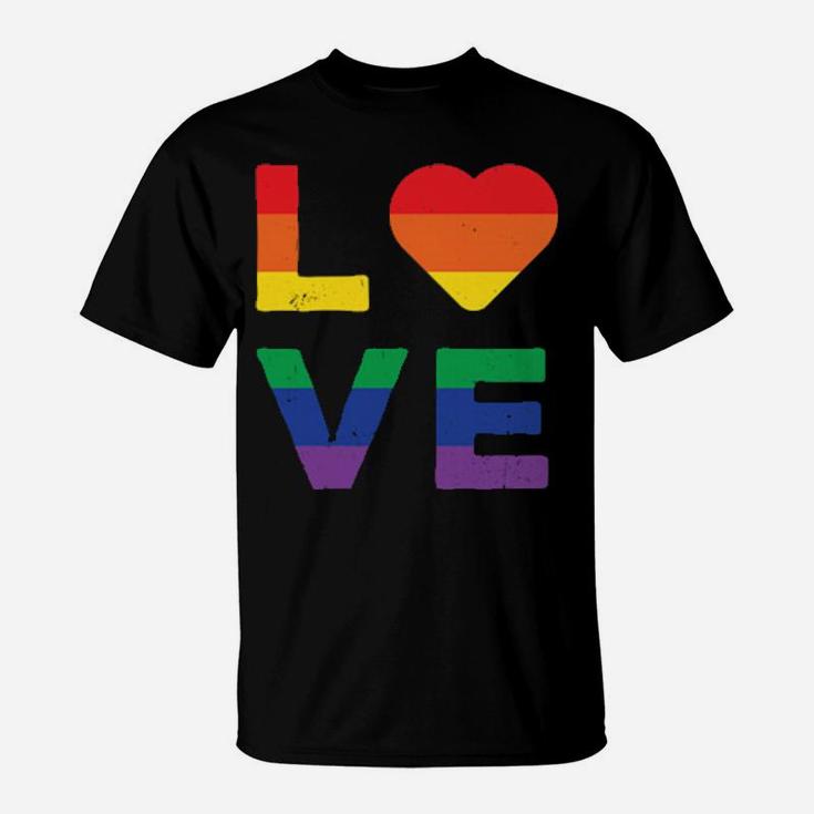 Lgbt Love Rainbow Heart Gay Lesbian Equality Gift T-Shirt
