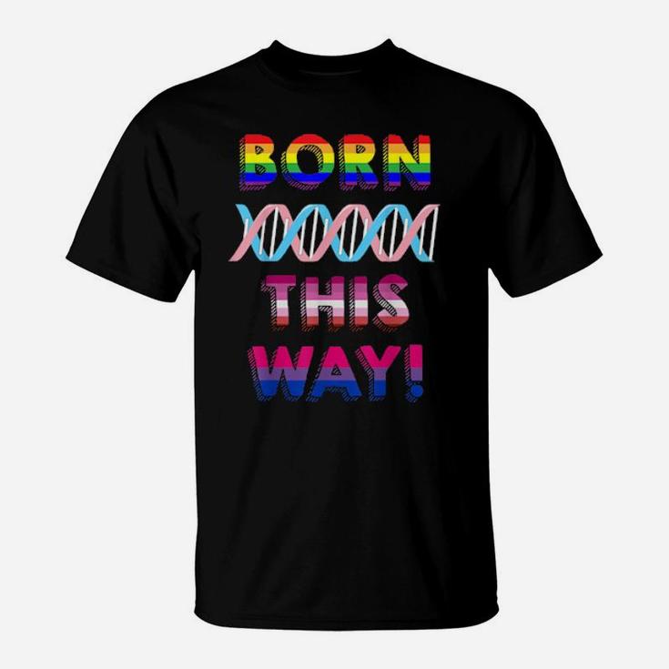 Lgbt Pride Born This Way Colorful Lettering T-Shirt