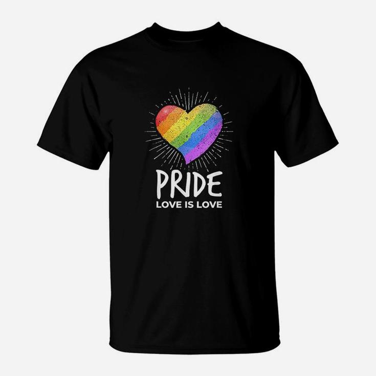 Lgbt Pride Love Is Love Rainbow Heart Gay Rights Support T-Shirt