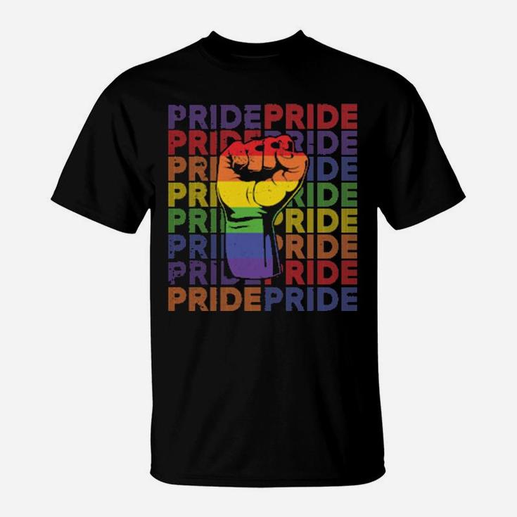 Lgbt Rainbow Fist Pride Lesbian Gay Support Present T-Shirt