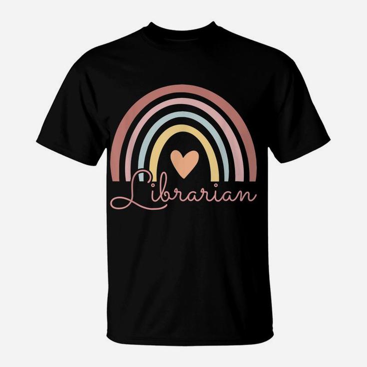 Librarian Cute Boho Rainbow Funny Back To School Librarian T-Shirt