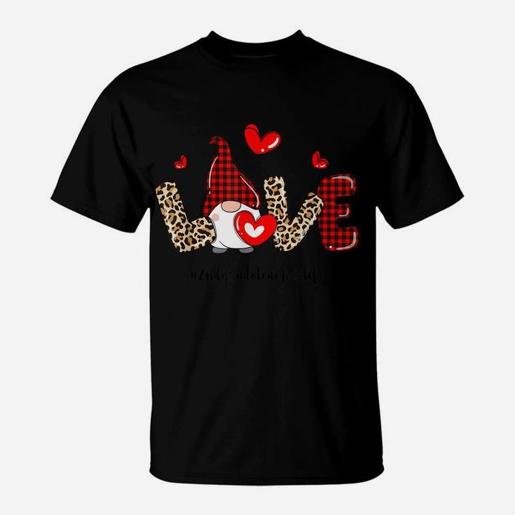 Love 2Nd Grade Teacher Life Buffalo Plaid Valentines Gnome T-Shirt