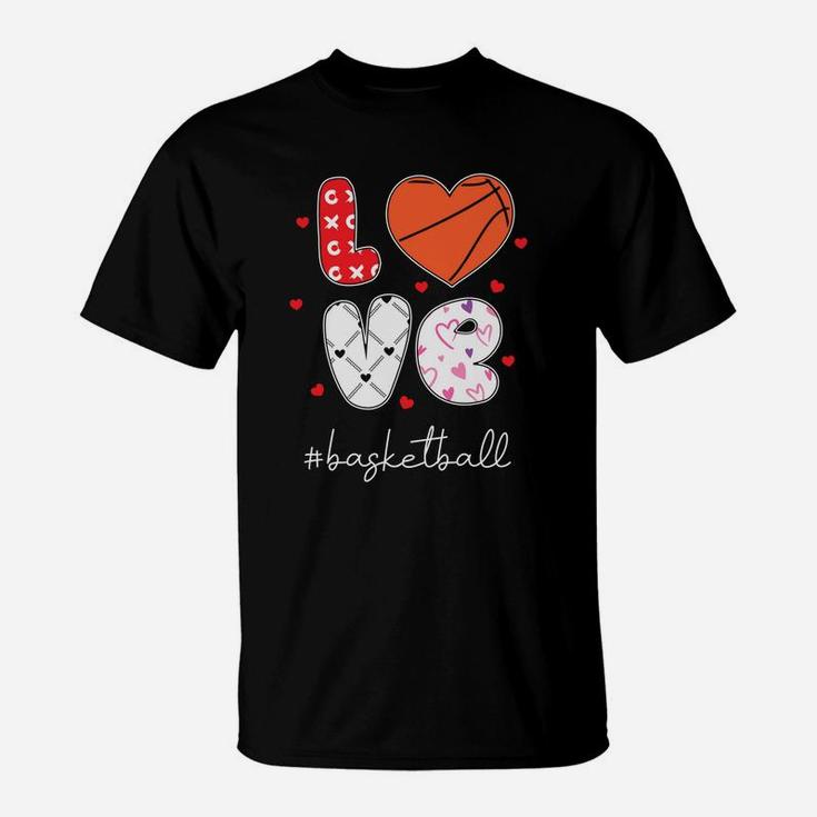 Love Basketball Gift For Valentine Happy Valentines Day T-Shirt