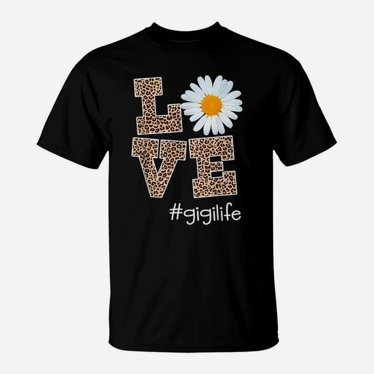Love Gigi Life Leopard Daisy Flower T-Shirt