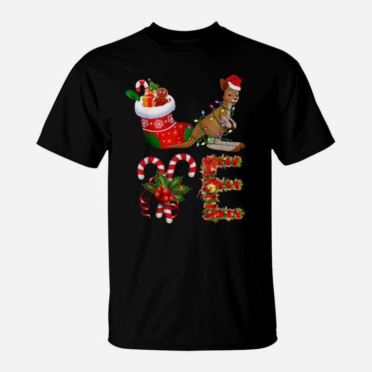 Love Kangaroo Christmas Funny Santa Hat Christmas  T-Shirt