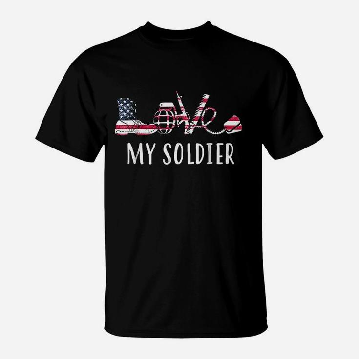 Love My Soldier Proud Us Army Mom Army Wife T-Shirt