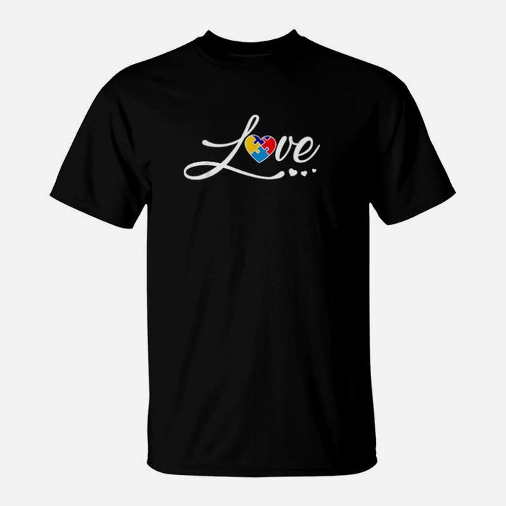 Love Puzzle Heart Autism Awareness T-Shirt