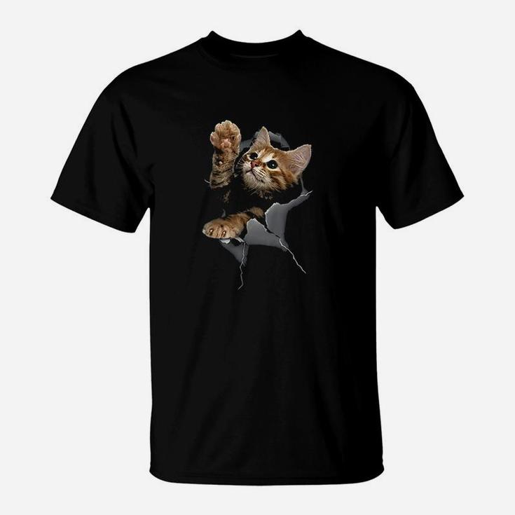 Lovely Kitten Cracked Wall Cats T-Shirt