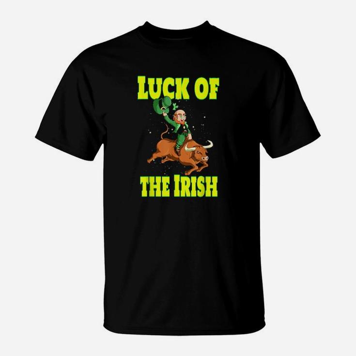 Luck Of The Irish Leprechaun On Bull T-Shirt